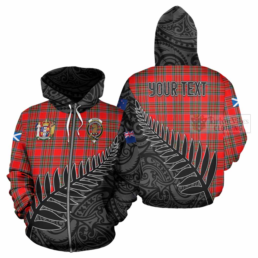 Binning Crest Tartan Hoodie with New Zealand Silver Fern Half Style - Tartan Vibes Clothing