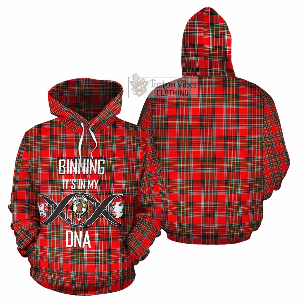 Binning Tartan Cotton Hoodie with Family Crest DNA In Me Style Zip Hoodie - Tartan Vibes Clothing