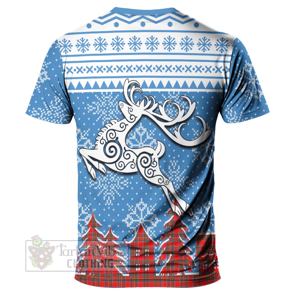 Binning Clan Christmas T-Shirt Celtic Reindeer Style - Tartan Vibes Clothing