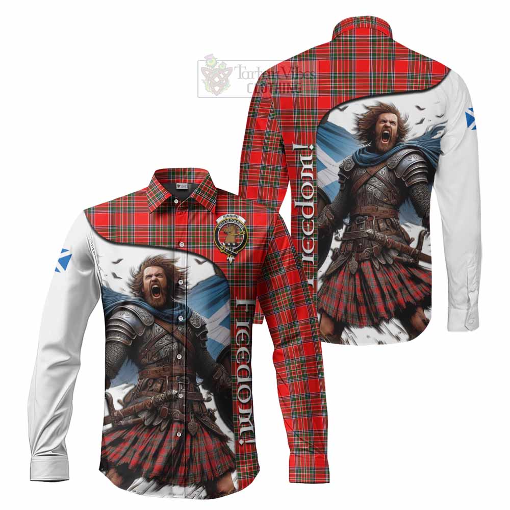 Binning Crest Tartan Long Sleeve Button Shirt Inspired by the Freedom of Scottish Warrior - Tartan Vibes Clothing