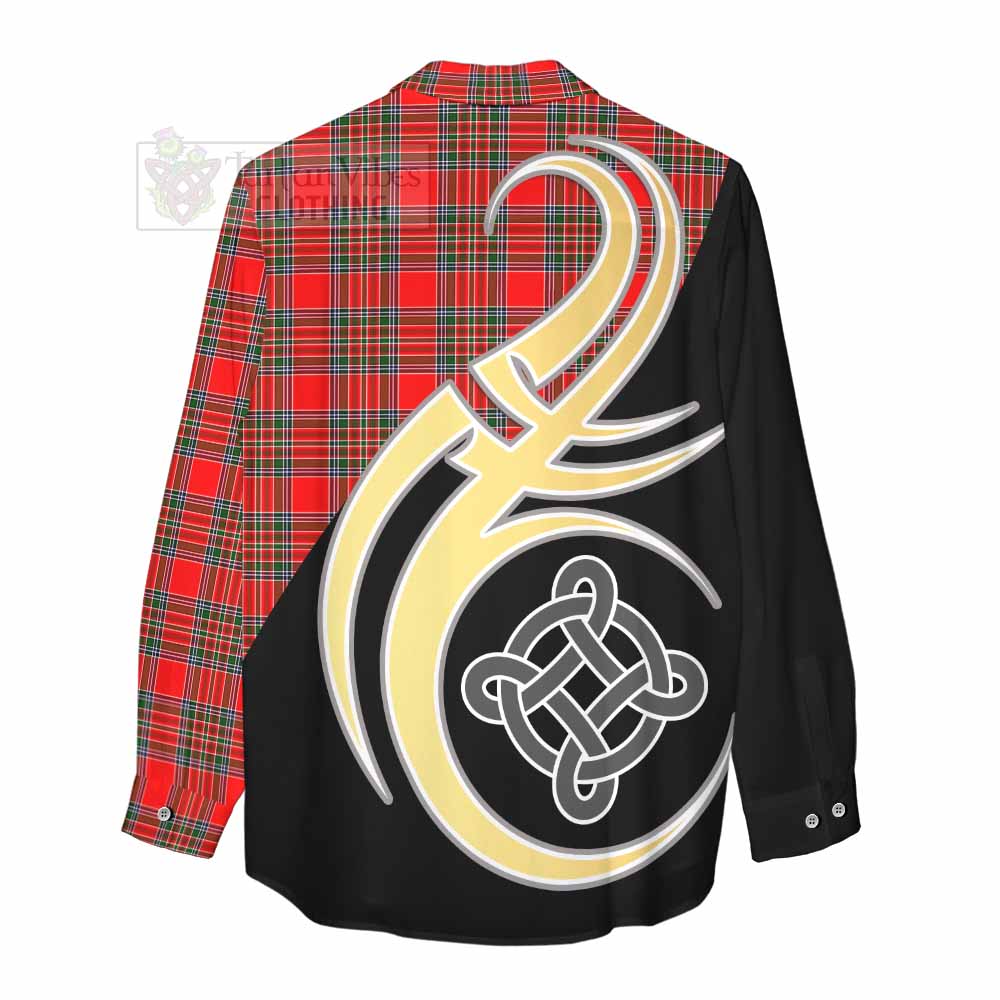 Binning Tartan Women's Casual Shirt with Family Crest and Celtic Symbol Style - Tartan Vibes Clothing
