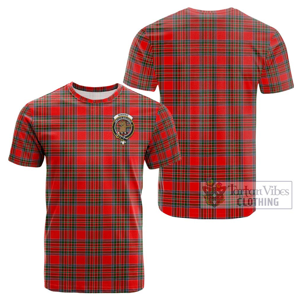 Binning Tartan Cotton T-Shirt with Family Crest - Tartan Vibes Clothing