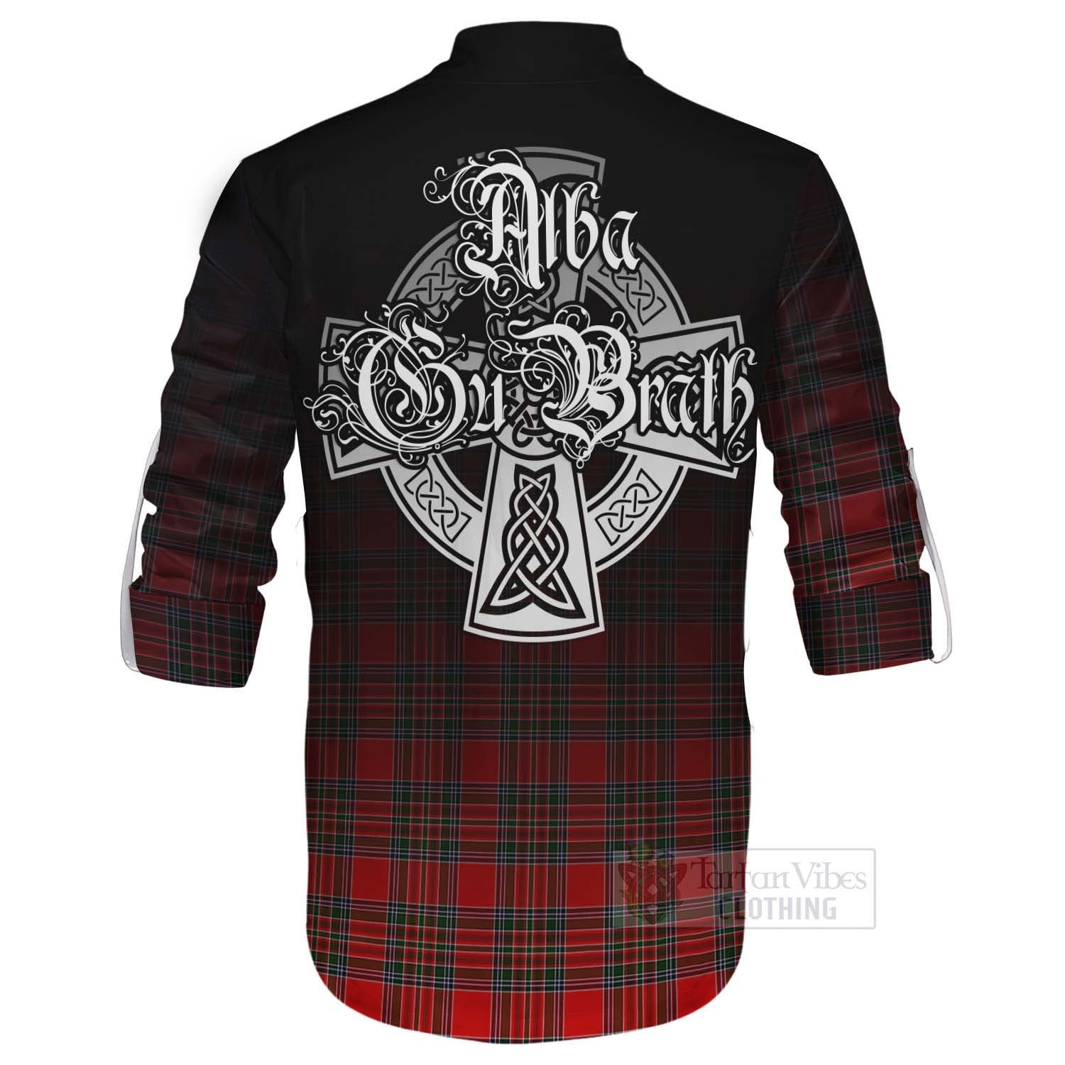 Binning Tartan Ghillie Kilt Shirt Featuring Alba Gu Brath Family Crest Celtic Inspired - Tartan Vibes Clothing