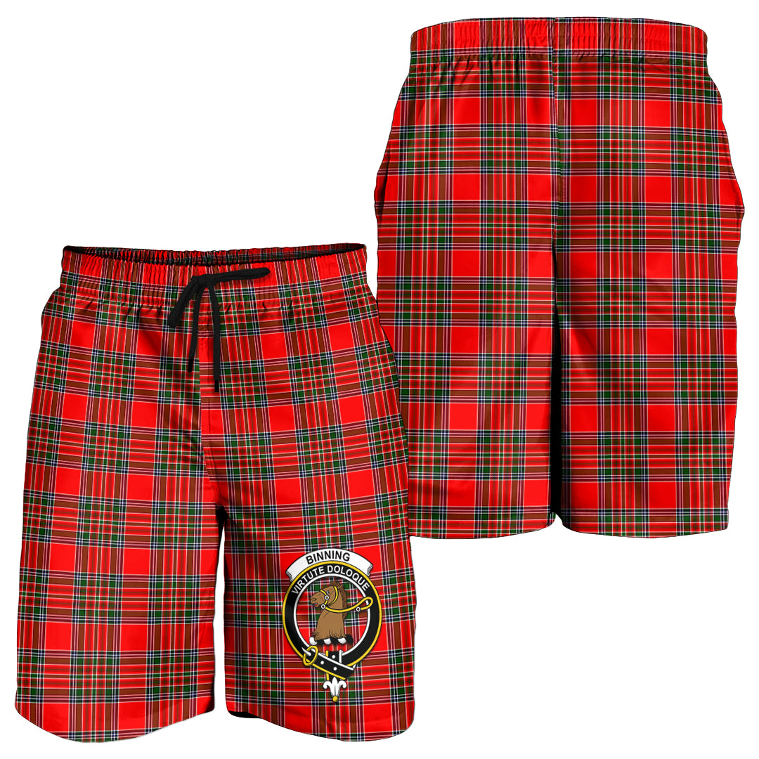 Binning Tartan Mens Shorts with Family Crest - Tartan Vibes Clothing