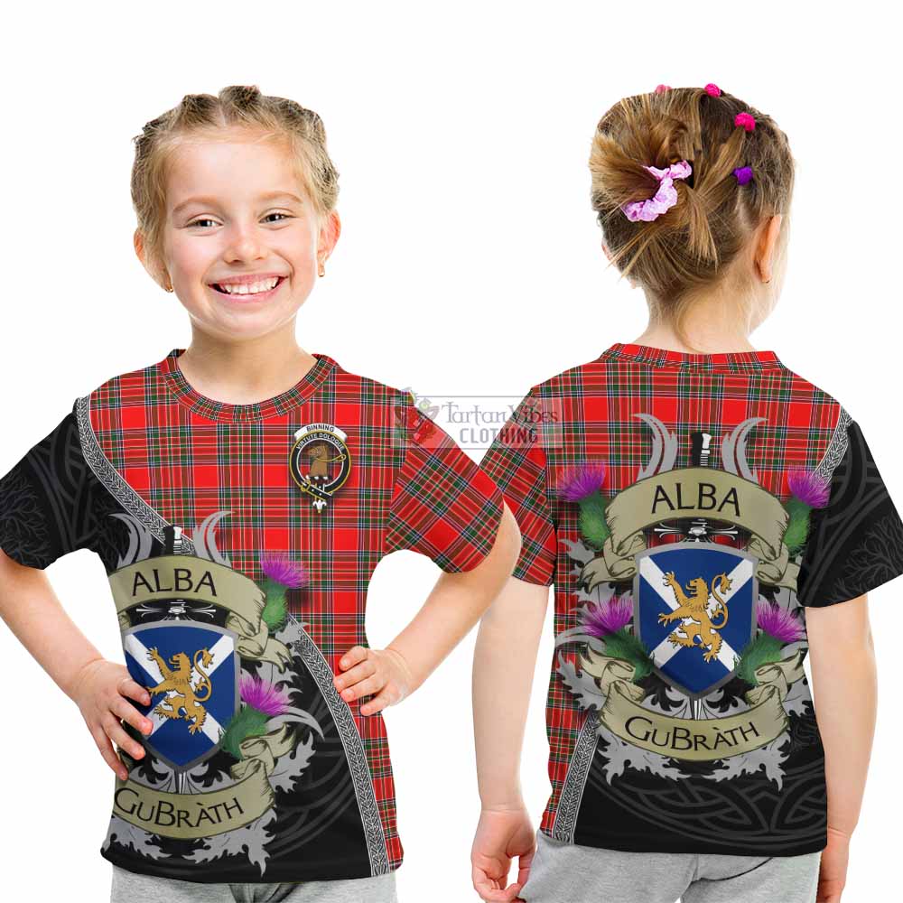 Binning Tartan Family Crest Kid T-Shirt Lion Rampant Royal Thistle Shield Celtic Inspired - Tartan Vibes Clothing