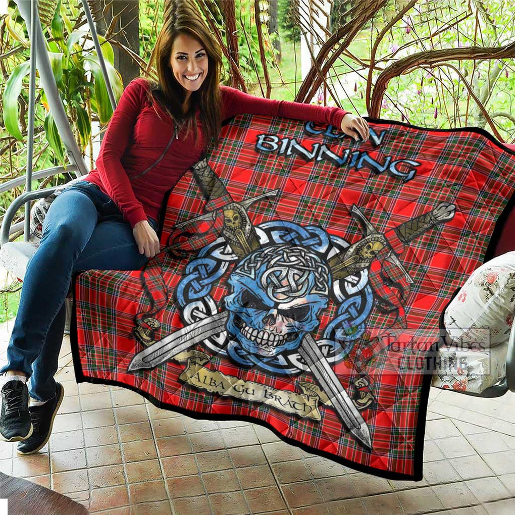 Binning Tartan Quilt with Celtic Skull Alba Gu Brath Style - Tartan Vibes Clothing
