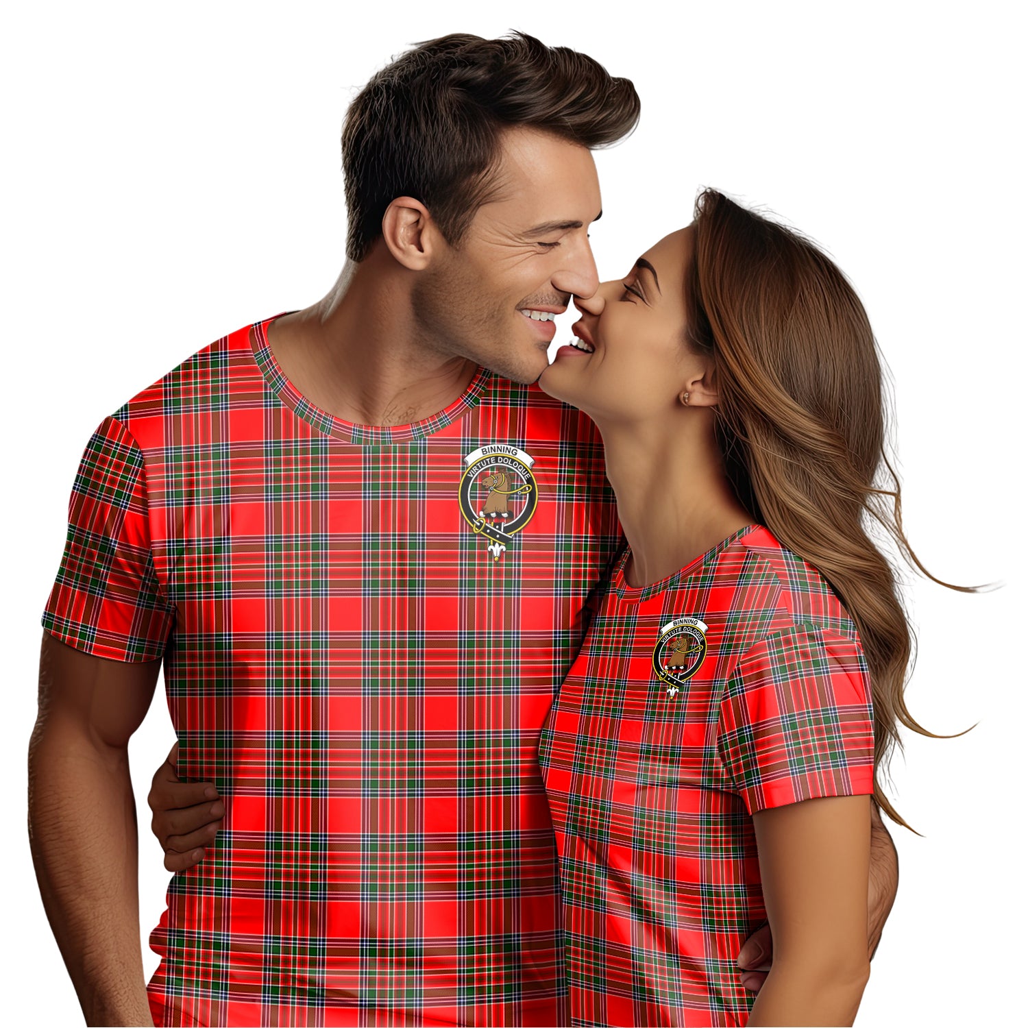 Binning Tartan T-Shirt with Family Crest - Tartan Vibes Clothing