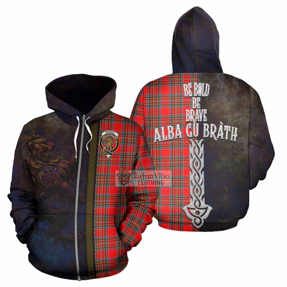 Binning Tartan Family Crest Hoodie Alba Gu Brath Be Brave Lion Ancient Style Zip Hoodie - Tartan Vibes Clothing