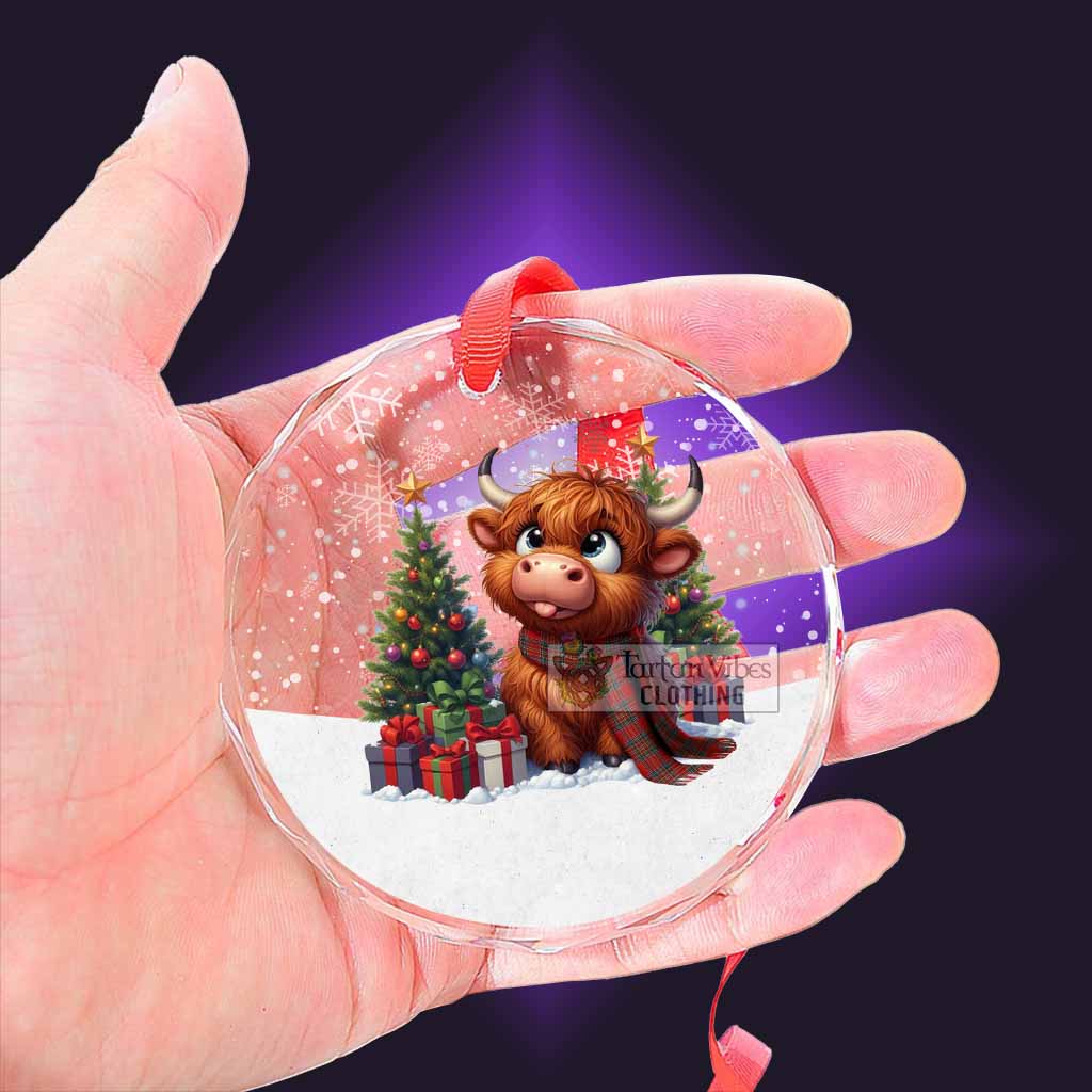 Binning Clan Christmas Glass Ornament with Adorable Highland Coo - Tartan Vibes Clothing