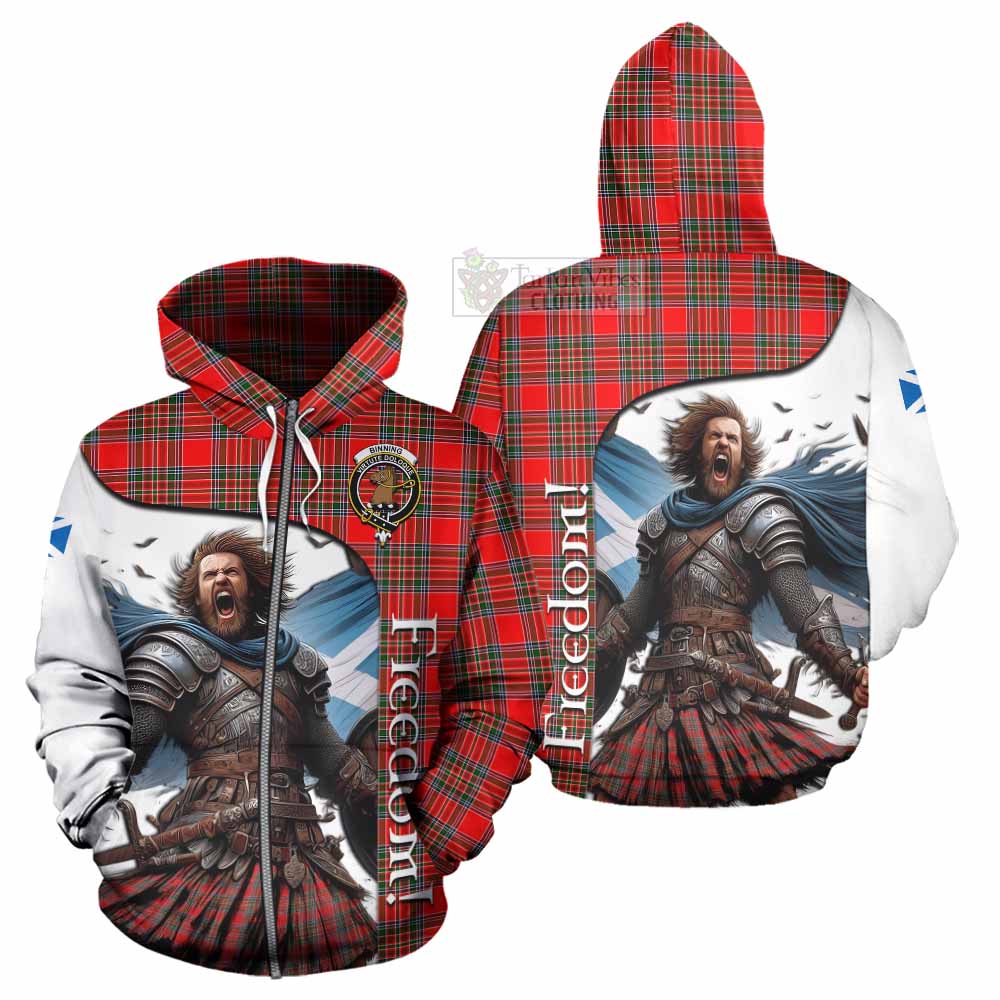 Binning Crest Tartan Hoodie Inspired by the Freedom of Scottish Warrior Zip Hoodie - Tartan Vibes Clothing