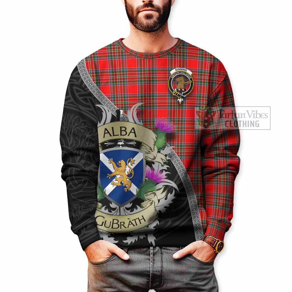 Binning Tartan Family Crest Sweatshirt Lion Rampant Royal Thistle Shield Celtic Inspired - Tartan Vibes Clothing