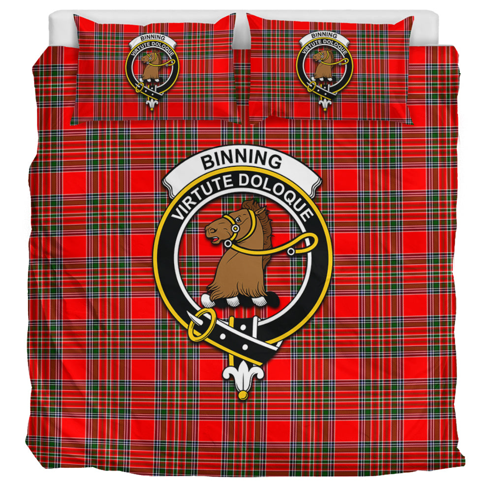 Binning Tartan Bedding Set with Family Crest UK Bedding Set UK Super King 104*94 inch - Tartan Vibes Clothing