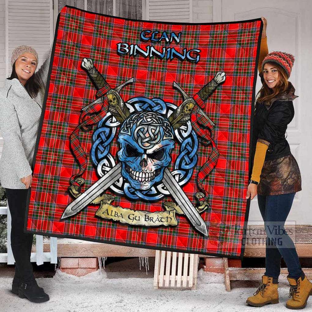 Binning Tartan Quilt with Celtic Skull Alba Gu Brath Style - Tartan Vibes Clothing