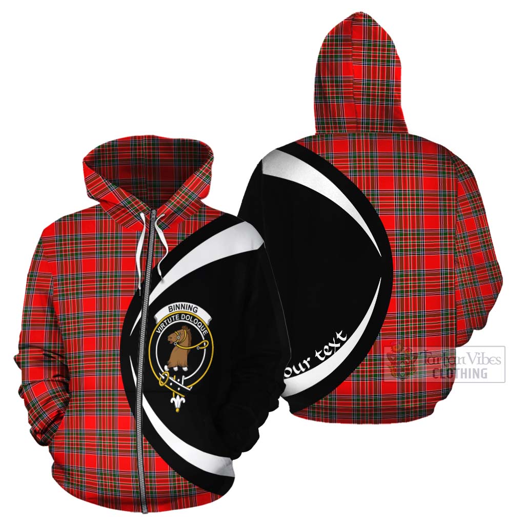 Binning Tartan Cotton Hoodie with Family Crest Circle Style - Tartan Vibes Clothing