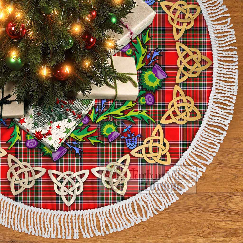 Binning Tartan Christmas Tree Skirt with Thistle Celtic Knot Style - Tartan Vibes Clothing