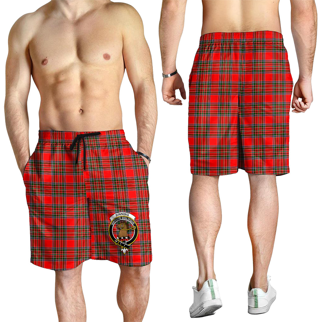 Binning Tartan Mens Shorts with Family Crest - Tartan Vibes Clothing