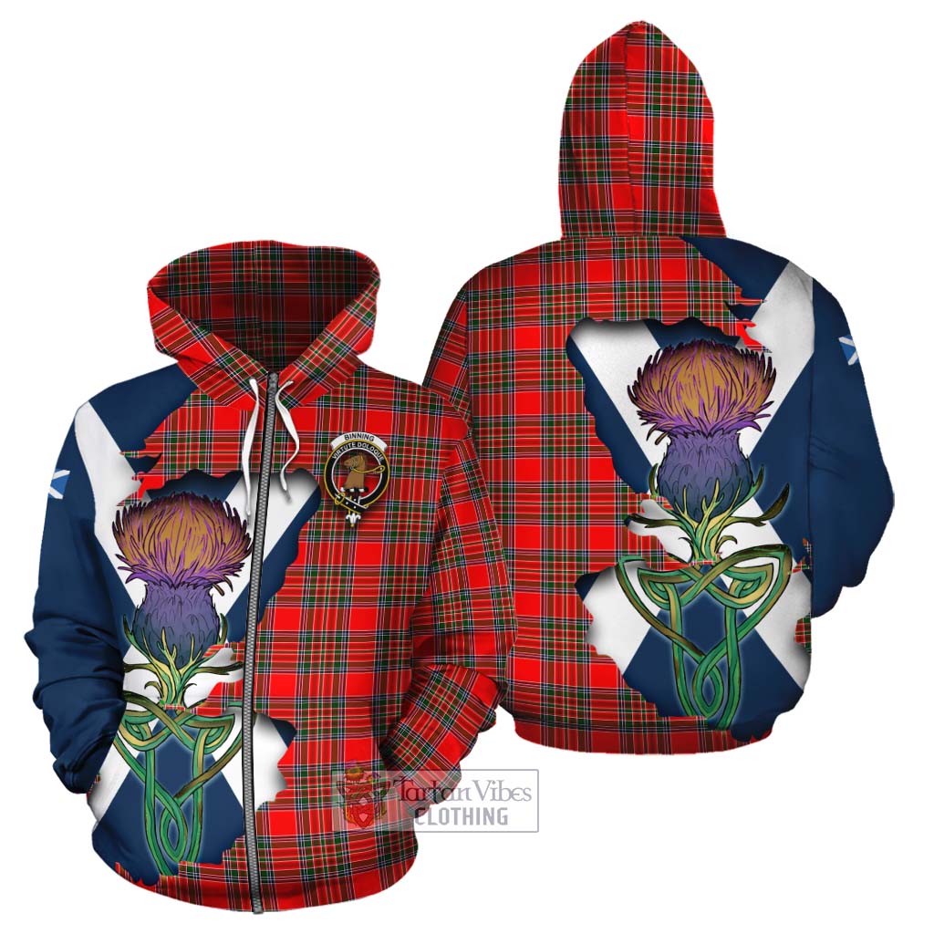 Tartan Vibes Clothing Binning Tartan Family Crest Cotton Hoodie Scottish Thistle Celtic Inspired