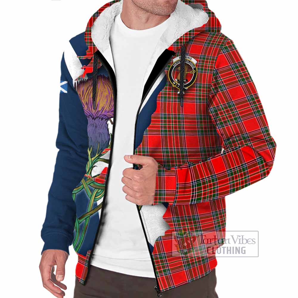 Tartan Vibes Clothing Binning Tartan Family Crest Sherpa Hoodie Scottish Thistle Celtic Inspired