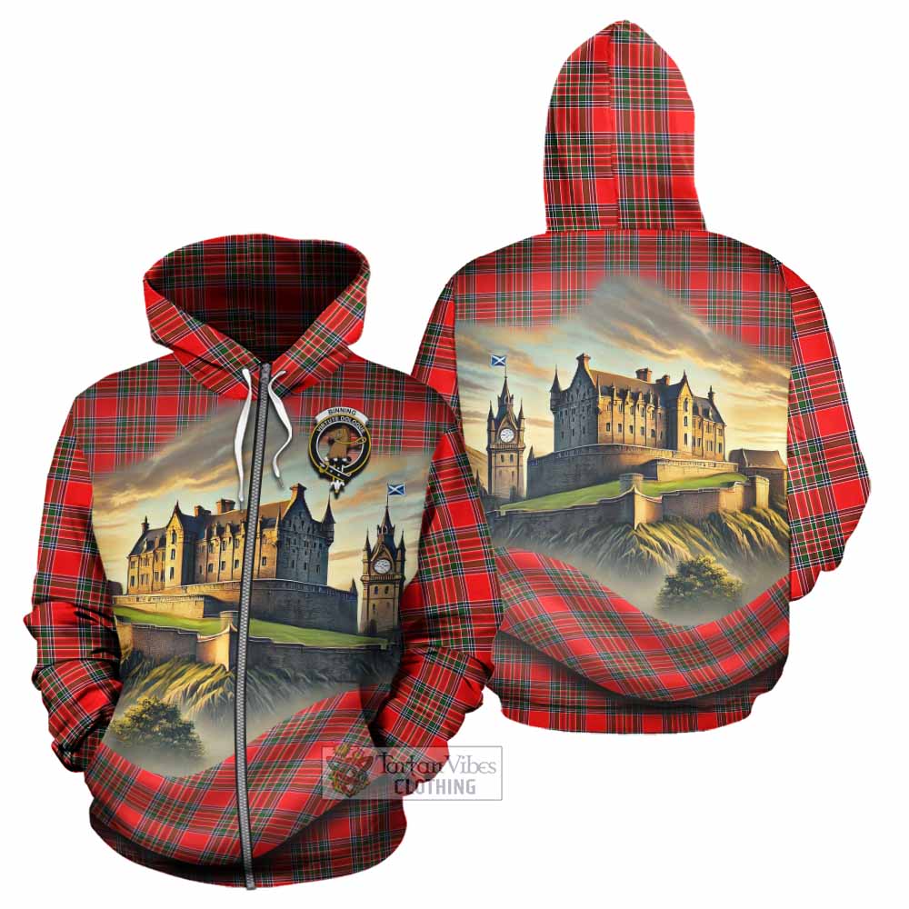 Binning Tartan Family Crest Hoodie with Scottish Ancient Castle Style Zip Hoodie - Tartan Vibes Clothing