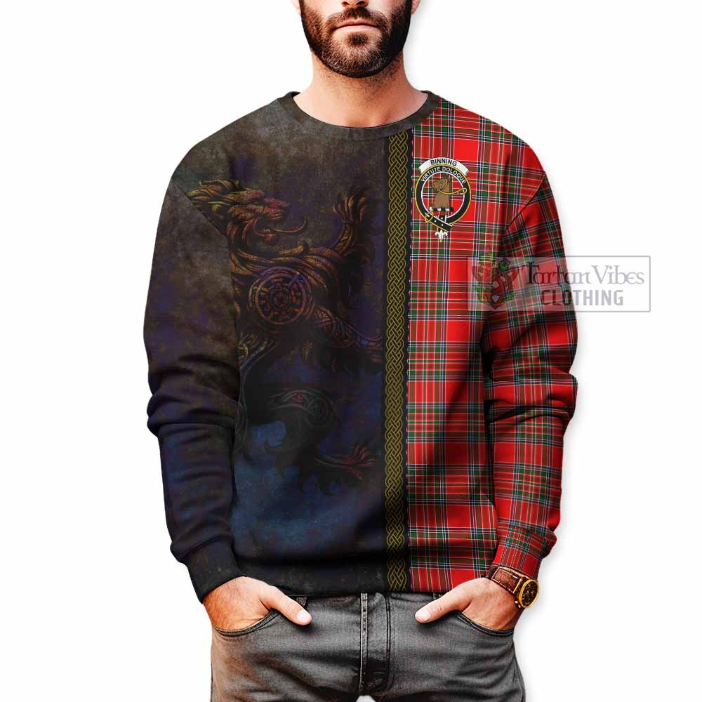 Binning Tartan Family Crest Sweatshirt Alba Gu Brath Be Brave Lion Ancient Style - Tartan Vibes Clothing