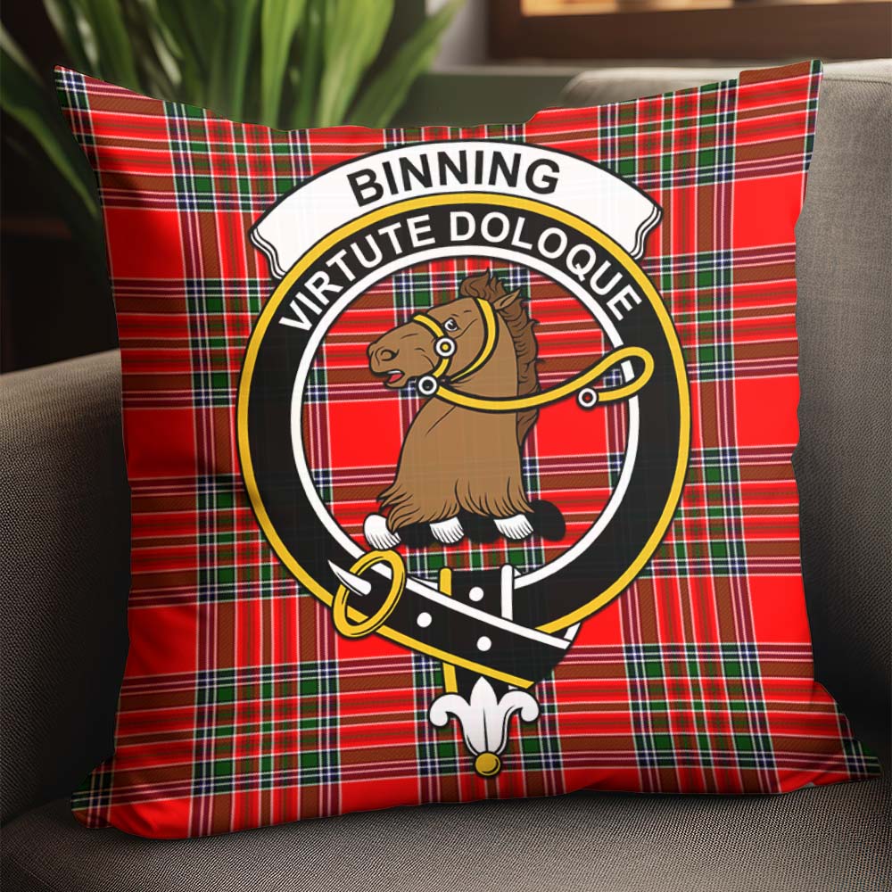 Binning Tartan Pillow Cover with Family Crest - Tartan Vibes Clothing