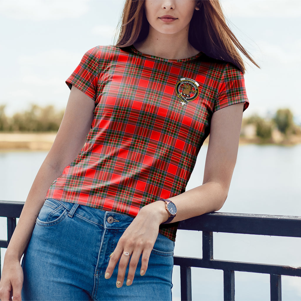 Binning Tartan T-Shirt with Family Crest - Tartan Vibes Clothing