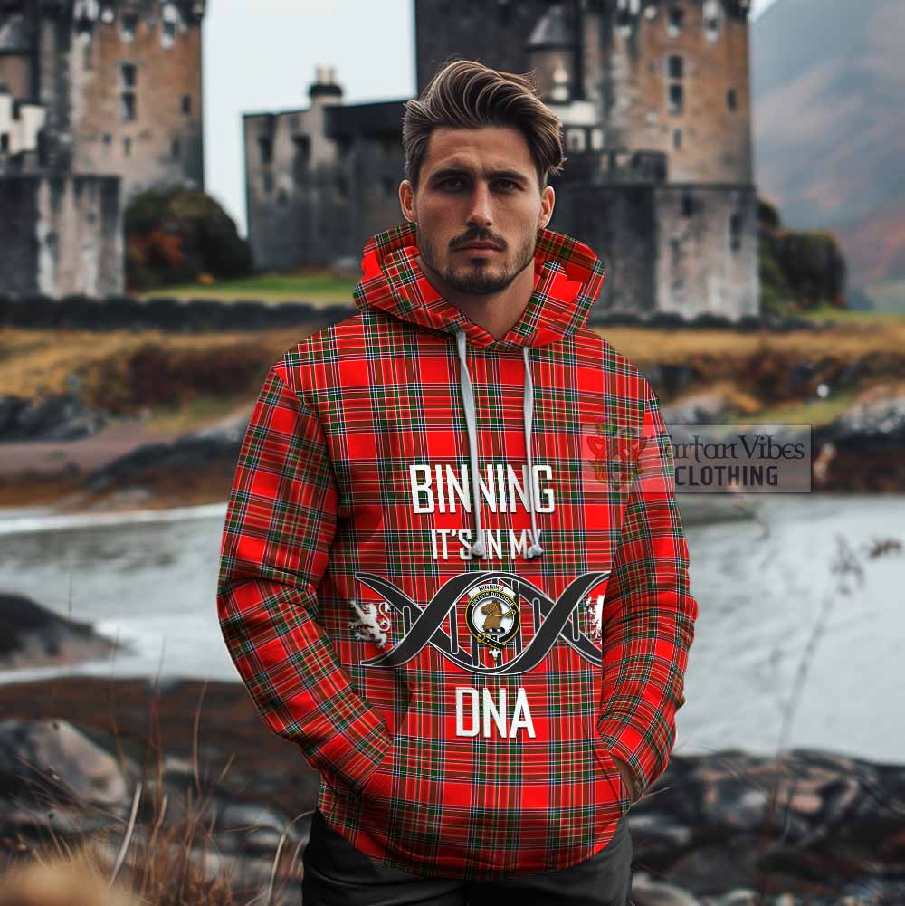 Binning Tartan Cotton Hoodie with Family Crest DNA In Me Style - Tartan Vibes Clothing