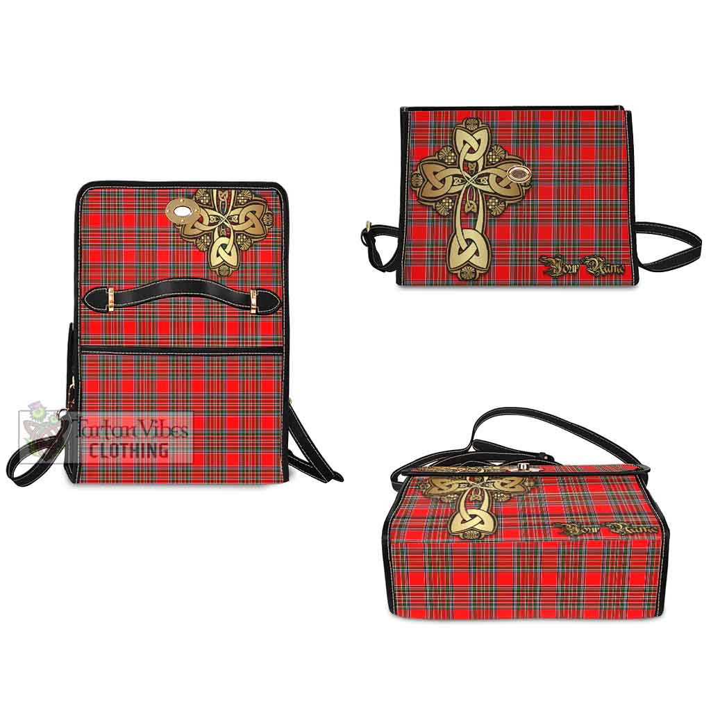 Tartan Vibes Clothing Binning Tartan Waterproof Canvas Bag Golden Thistle Celtic Cross Style