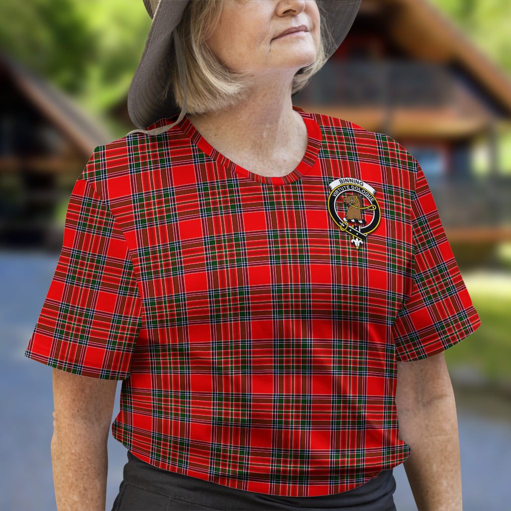 Binning Tartan T-Shirt with Family Crest - Tartan Vibes Clothing