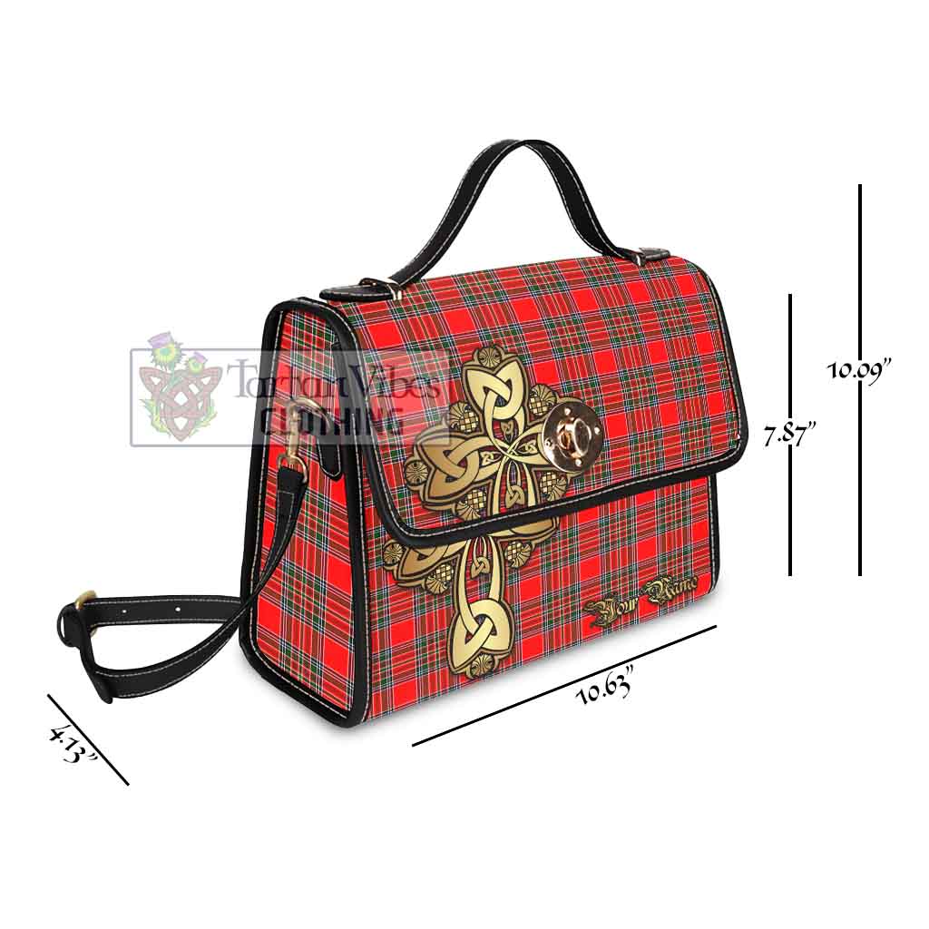 Tartan Vibes Clothing Binning Tartan Waterproof Canvas Bag Golden Thistle Celtic Cross Style