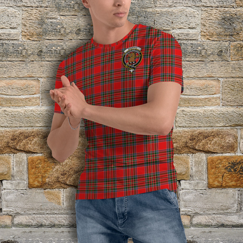 Binning Tartan T-Shirt with Family Crest - Tartan Vibes Clothing