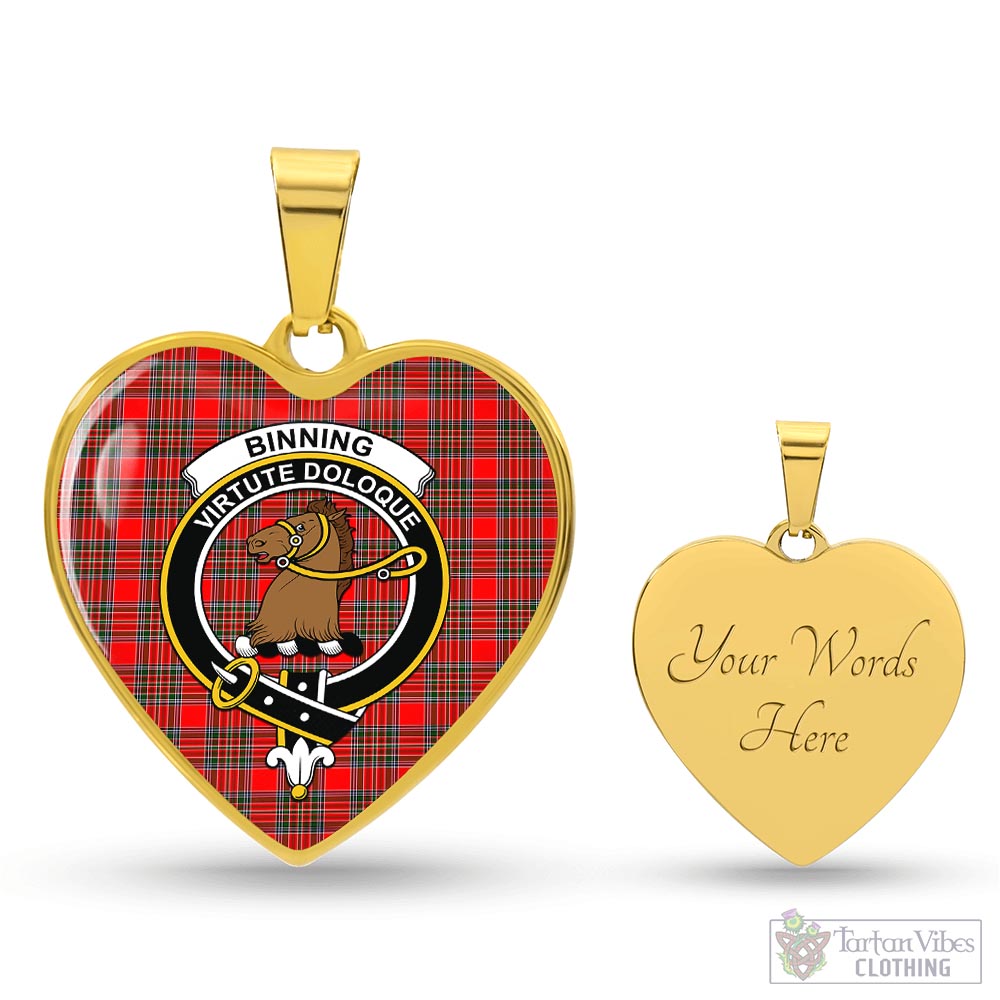 Binning Tartan Heart Necklace with Family Crest Luxury Necklace (Gold) Yes - Tartan Vibes Clothing
