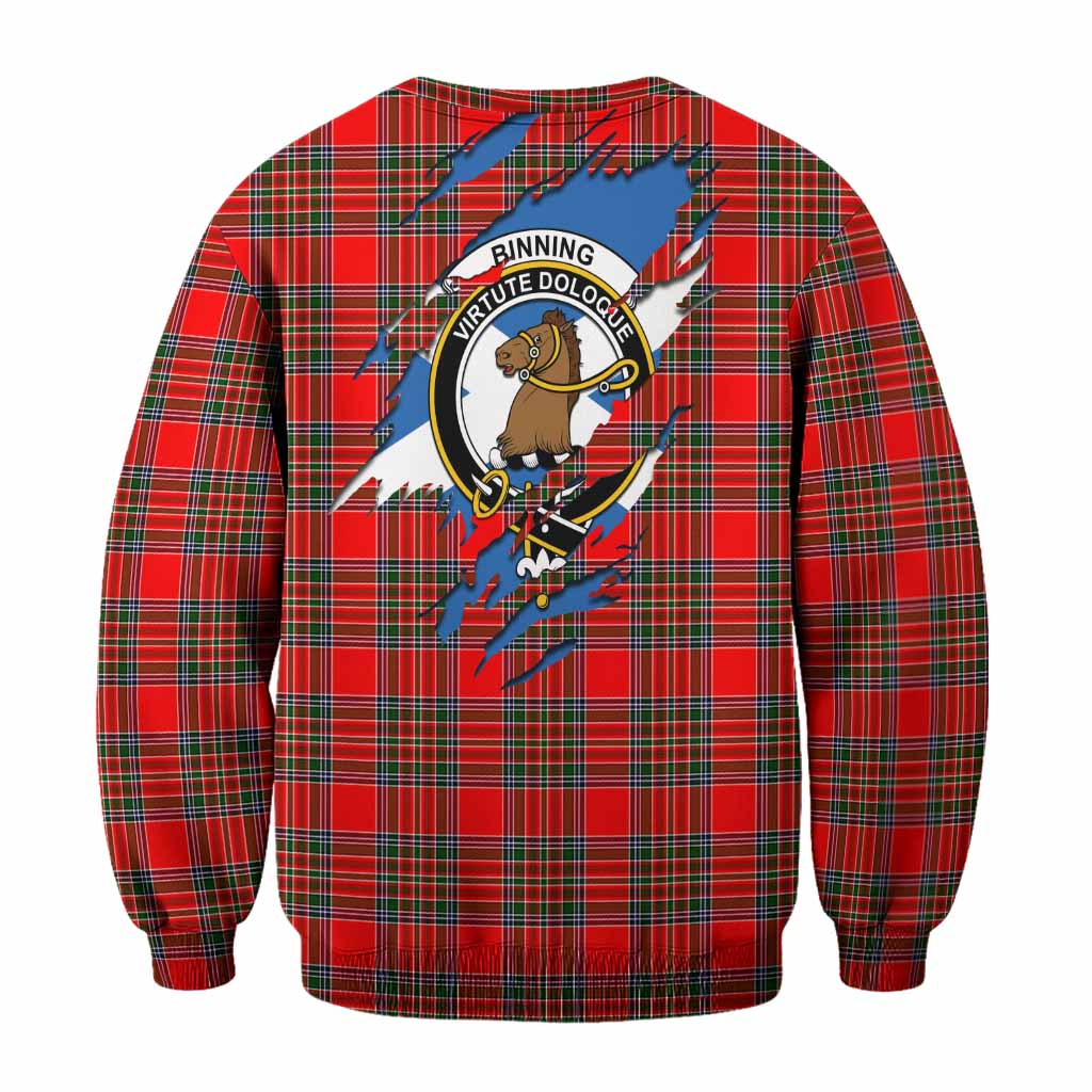 Binning Clan Crest In Me Tartan Sweatshirt Scotland Flag Style