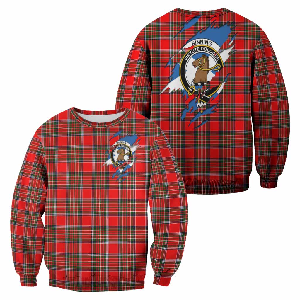 Binning Clan Crest In Me Tartan Sweatshirt Scotland Flag Style