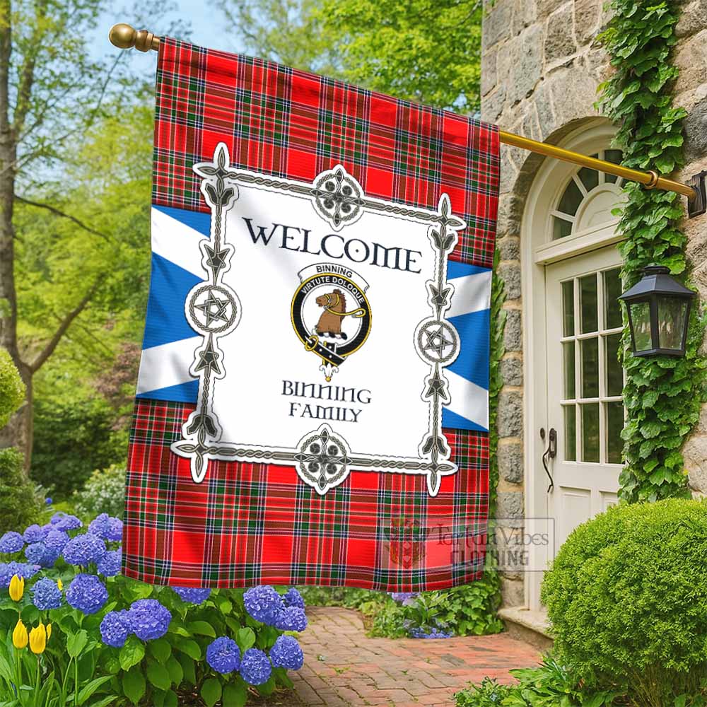 Binning Family Crest Tartan Welcome Garden Flag Saltire Harmony Style - Tartan Vibes Clothing