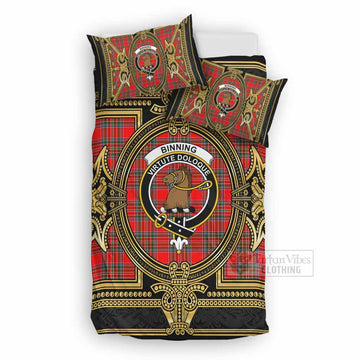 Binning Scottish Tartan Crest Bedding Set Royal Stylized UK Bedding Set UK Double 79*79 inch - Tartan Vibes Clothing