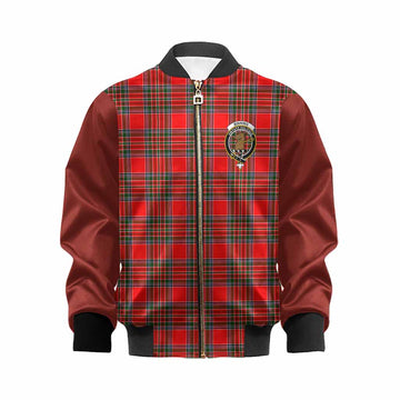 Binning Tartan Accent Kid Bomber Jacket with Family Crest