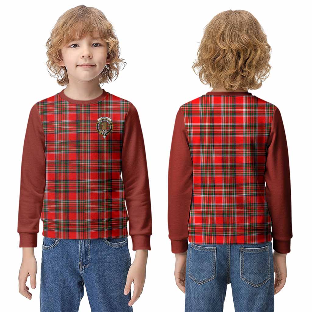 Binning Tartan Accent Kid Knitted Sweatshirt with Family Crest