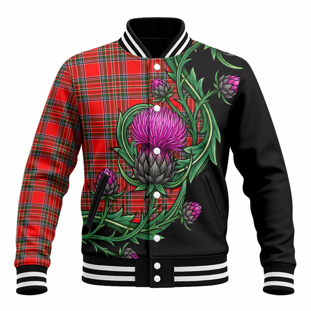 Binning Tartan Baseball Jacket Resilient Scottish Thistle Unisex - Tartan Vibes Clothing