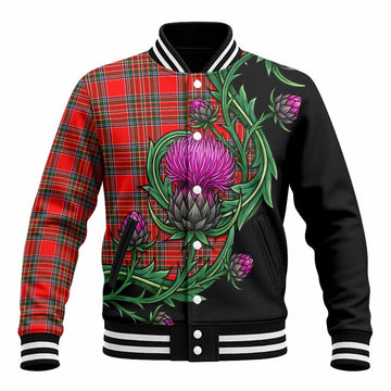 Binning Tartan Baseball Jacket Resilient Scottish Thistle Unisex - Tartan Vibes Clothing