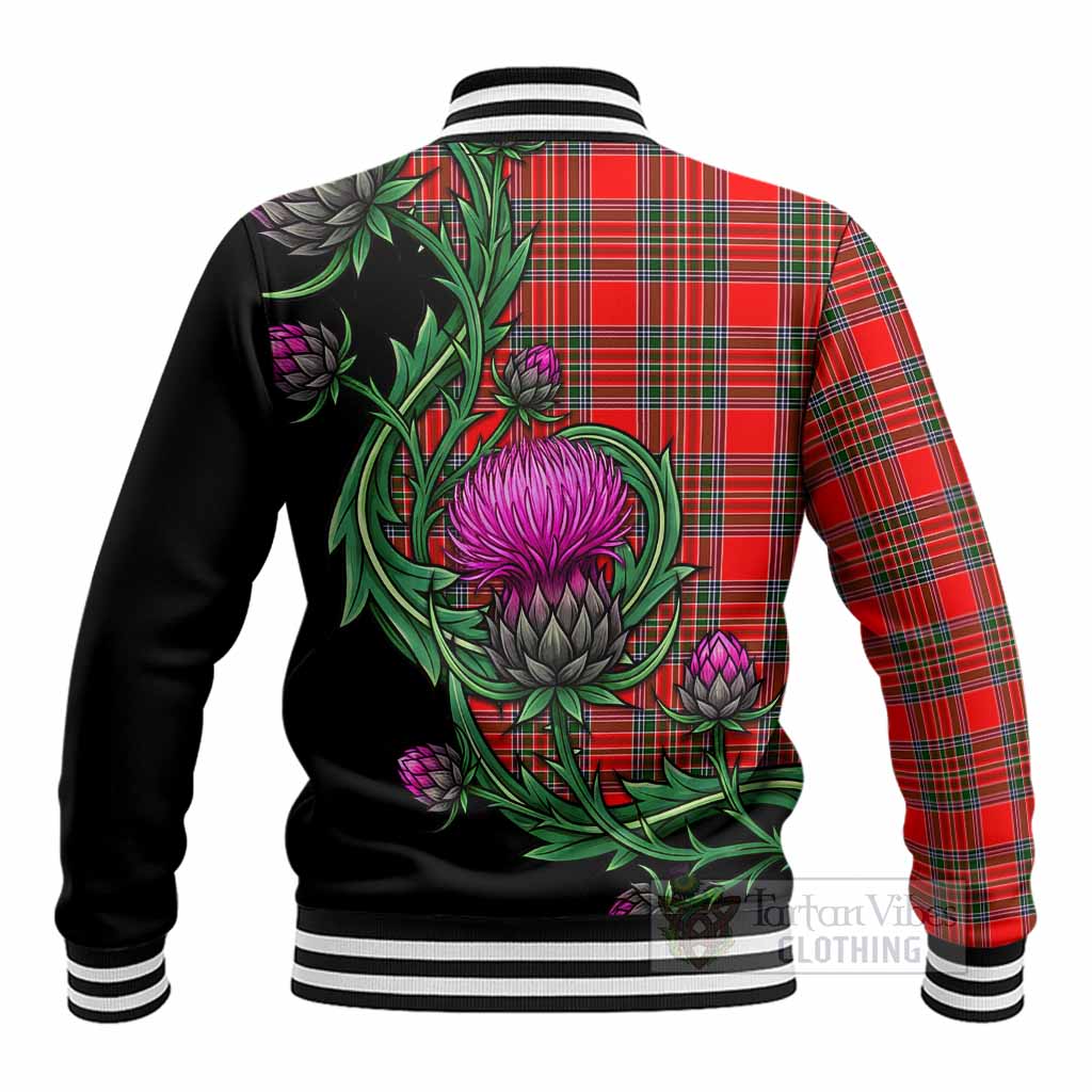 Binning Tartan Baseball Jacket Resilient Scottish Thistle - Tartan Vibes Clothing