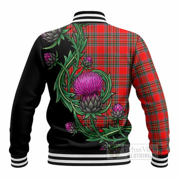 Binning Tartan Baseball Jacket Resilient Scottish Thistle - Tartan Vibes Clothing