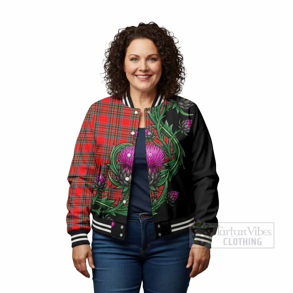 Binning Tartan Baseball Jacket Resilient Scottish Thistle - Tartan Vibes Clothing