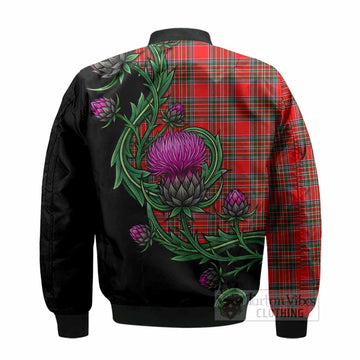 Binning Tartan Bomber Jacket Resilient Scottish Thistle - Tartan Vibes Clothing