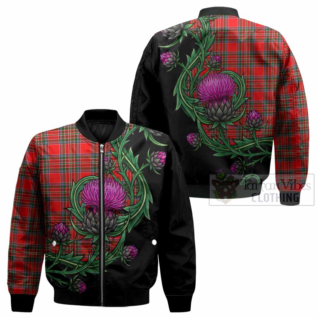 Binning Tartan Bomber Jacket Resilient Scottish Thistle - Tartan Vibes Clothing