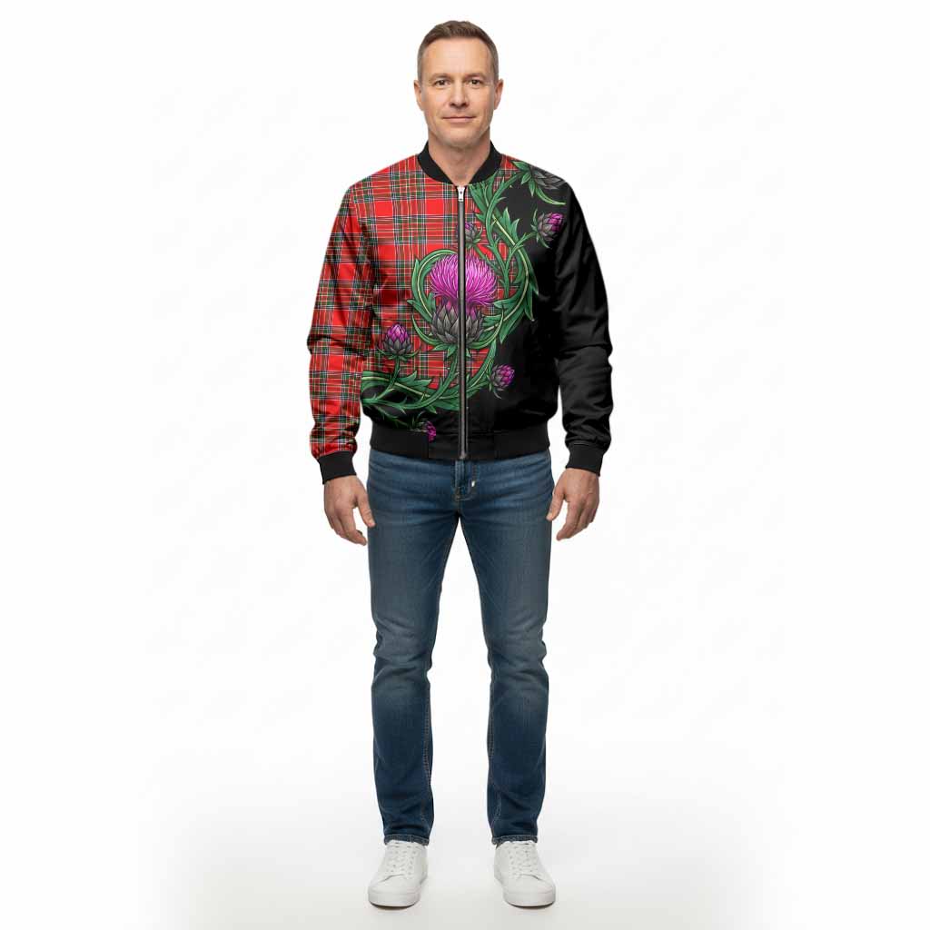 Binning Tartan Bomber Jacket Resilient Scottish Thistle - Tartan Vibes Clothing
