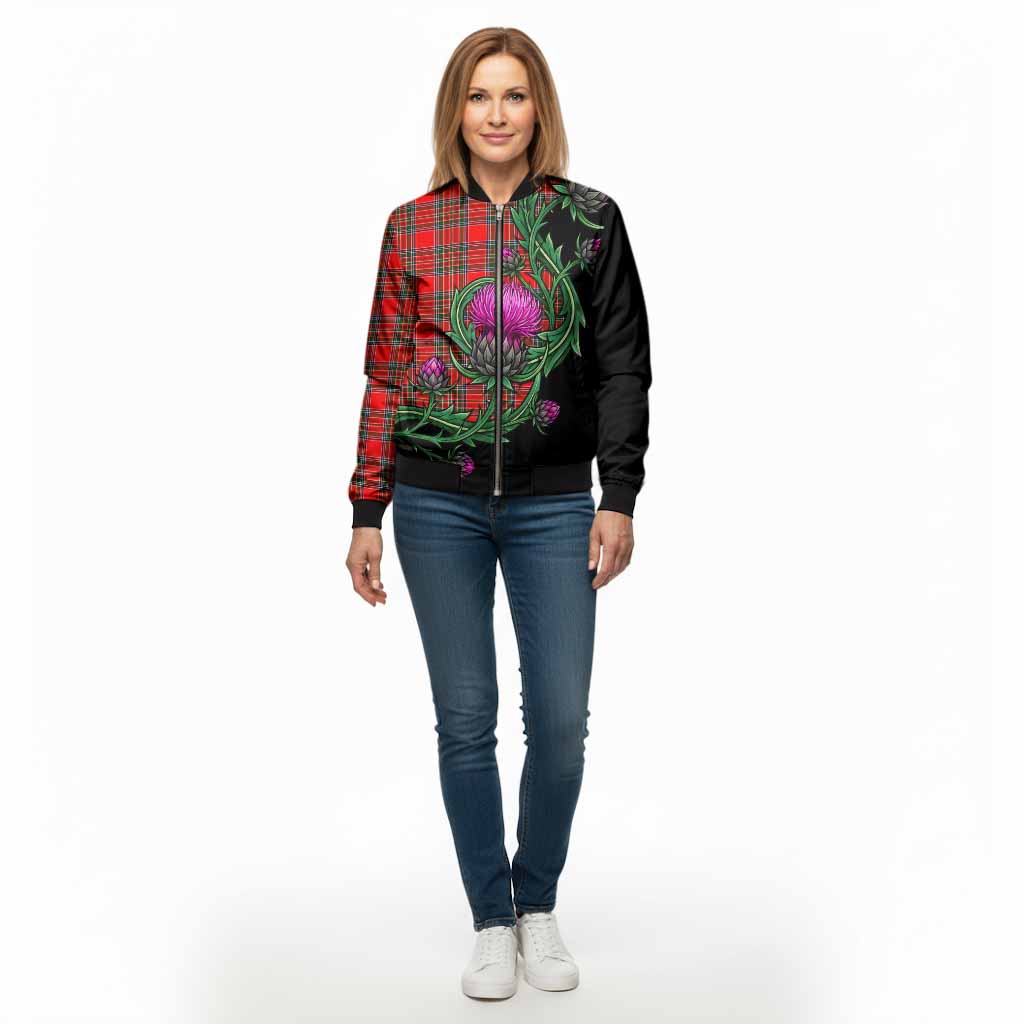 Binning Tartan Bomber Jacket Resilient Scottish Thistle - Tartan Vibes Clothing