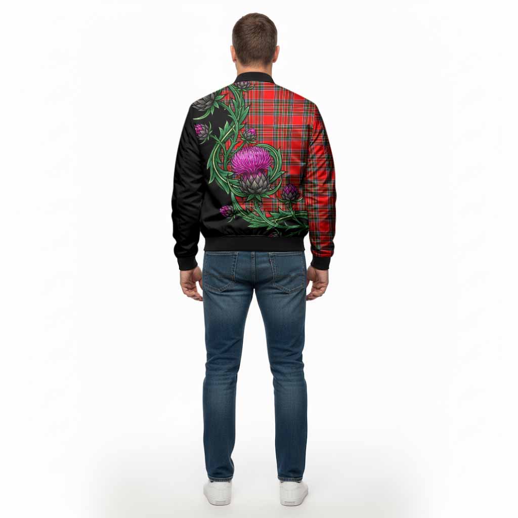 Binning Tartan Bomber Jacket Resilient Scottish Thistle - Tartan Vibes Clothing