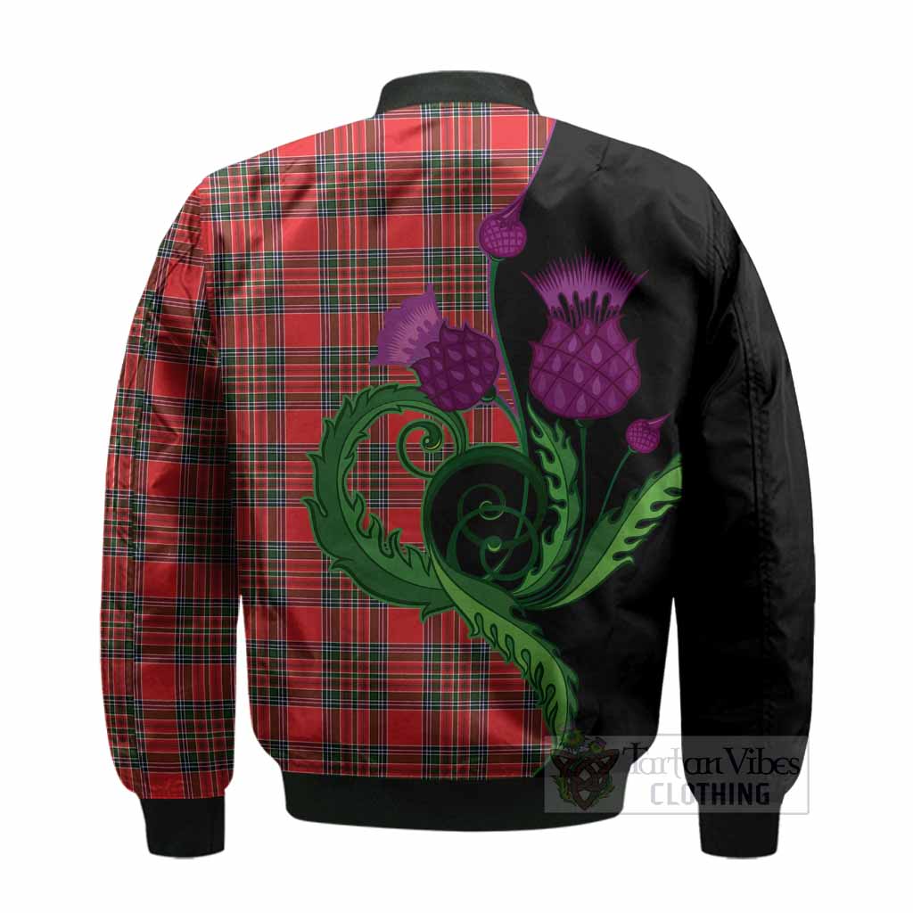 Binning Tartan Bomber Jacket Traditional Scottish Thistle - Tartan Vibes Clothing