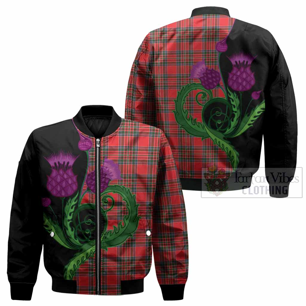 Binning Tartan Bomber Jacket Traditional Scottish Thistle - Tartan Vibes Clothing